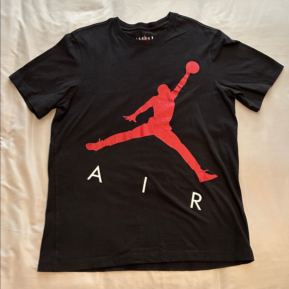 Air Jordan Black Tee with Red and White Jumpman Logo Men’s Medium